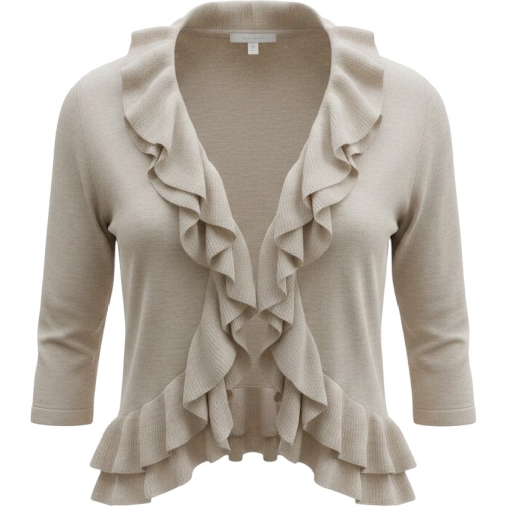 Style & Co Womens Lightweight Vanilla Heather Ruffle Cardigan Size XL NWT